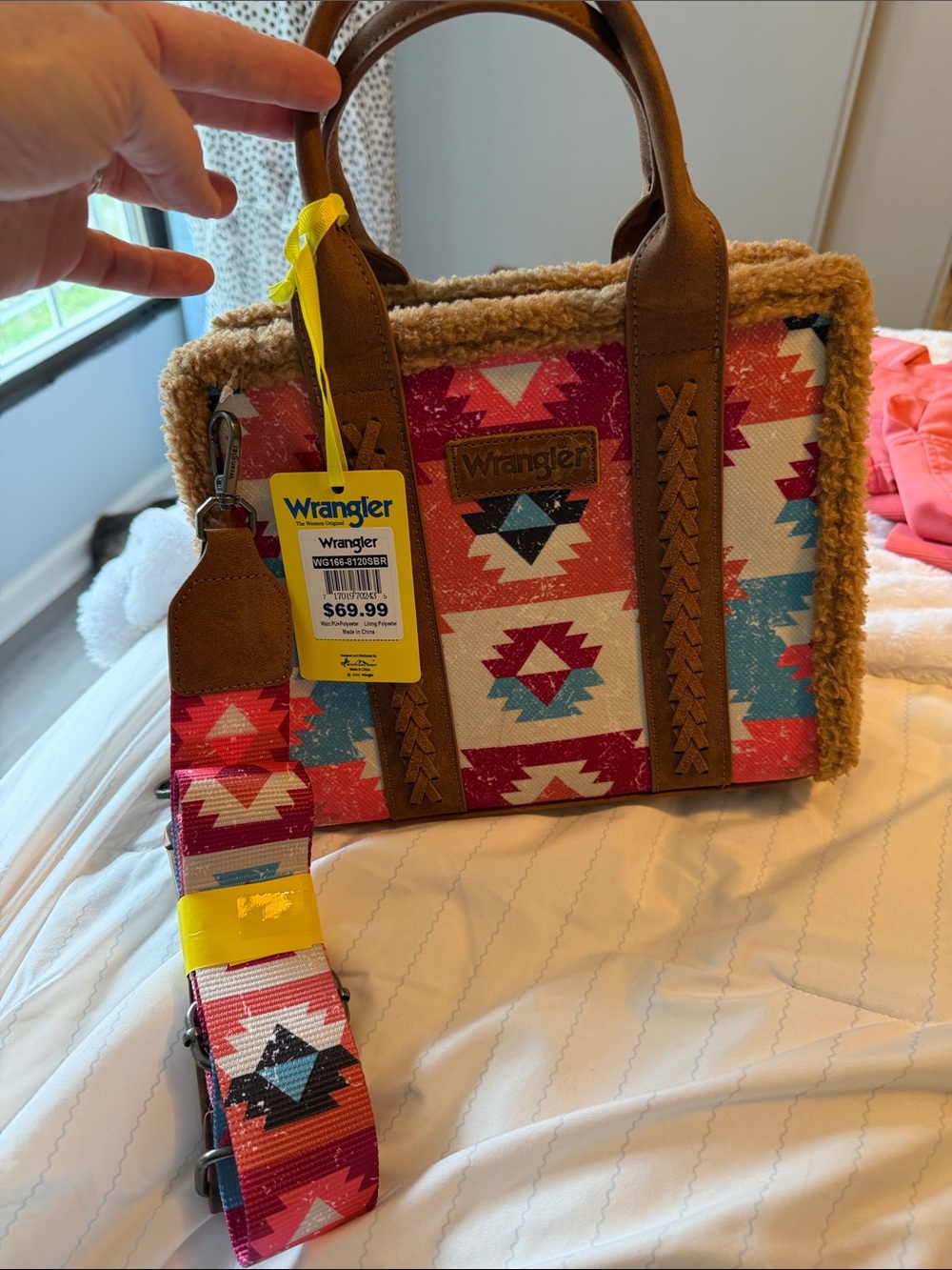 Wrangler Multicolor cross body Aztec Satchel with Brown Trim